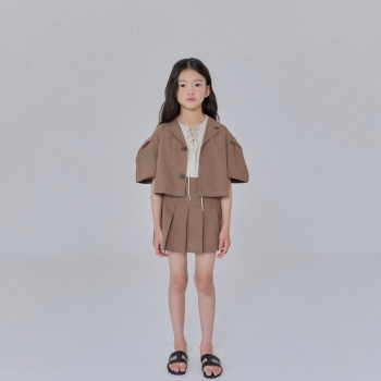 SG044韓國短版夾克上衣＋皺摺褲裙